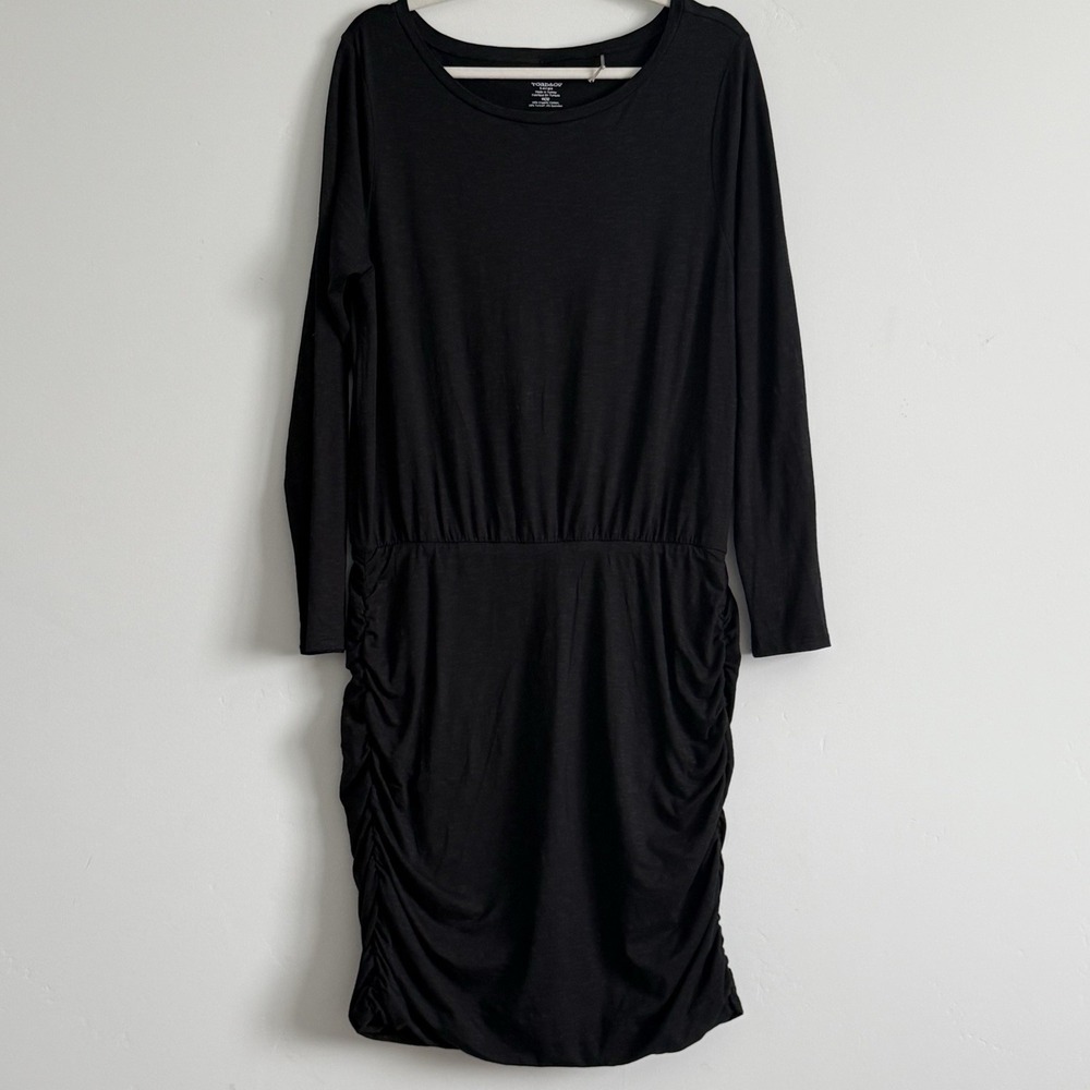 TOAD & Co Dress Organic Cotton Stretch‎ Woman L Black Gorpcore Normcore Scandi